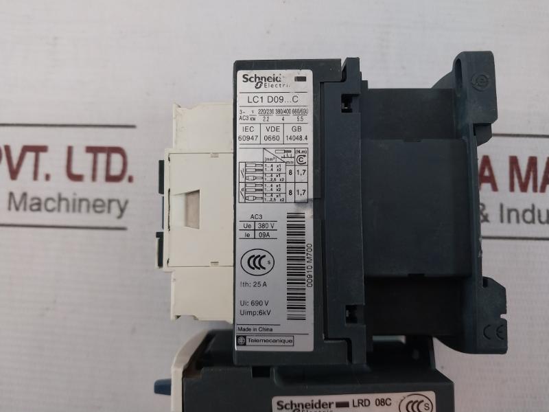 Schneider Electric Lc1D09 Contactor Ac3 9A 25A 6Kv 690V 00910 M700 10A