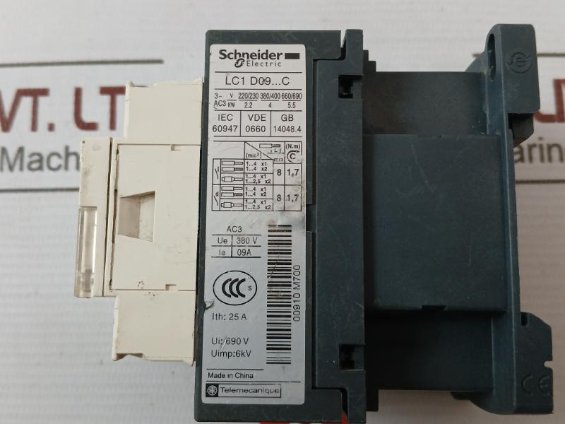 Schneider Electric Lc1D09 Tesys D Contactor Vde 0660 220V 50/60Hz 8C1035 4