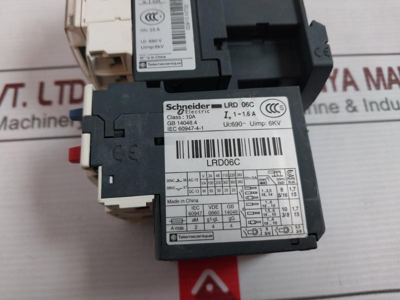 Schneider Electric Lc1D09 Tesys D Contactor With Overload Relay Lrd 06 25A 690V