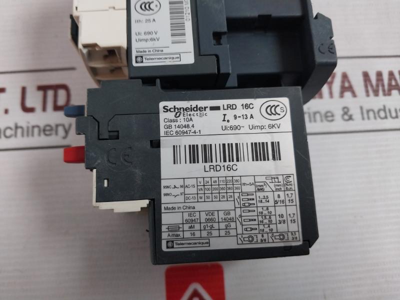 Schneider Electric Lc1D12 Contactor With Overload Relay 220V 50/60Hz M7 Lrd 16