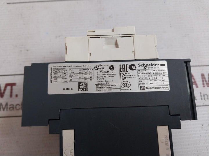 Schneider Electric Lc1D183Bl Contactor 220/440V 18A W416459260221 22A
