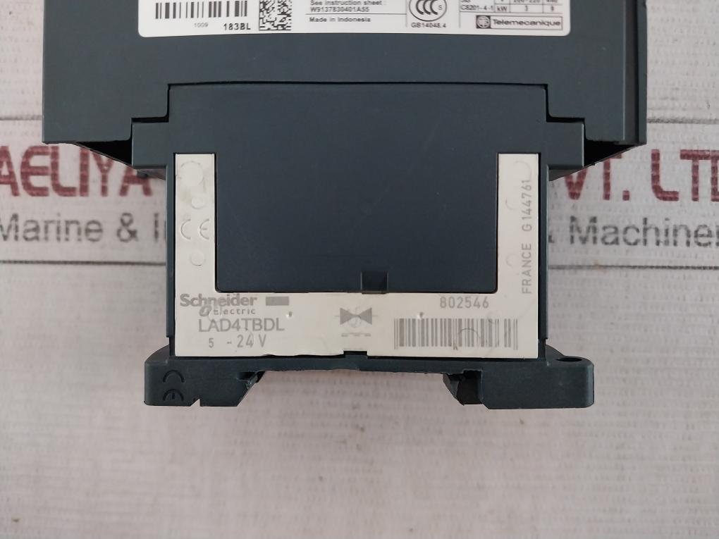 Schneider Electric Lc1D183Bl Contactor 50/60Hz W9137830401A55 Jis C8201-4-1