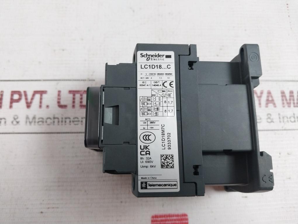 Schneider Electric Lc1D18 Tesys Contactor Iec 60947-4-1 Ac3 380V 690V Lc1D18M7C