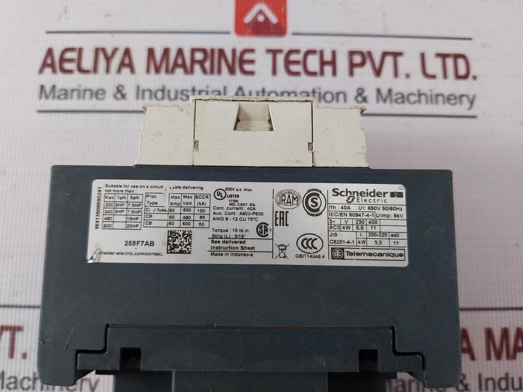Schneider Electric Lc1D258 Contactor 40A 690V 50/60Hz Iec/En 60947-4-1