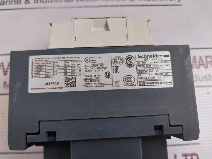 Schneider Electric Lc1d258 Contactor P7 230v 50/60hz