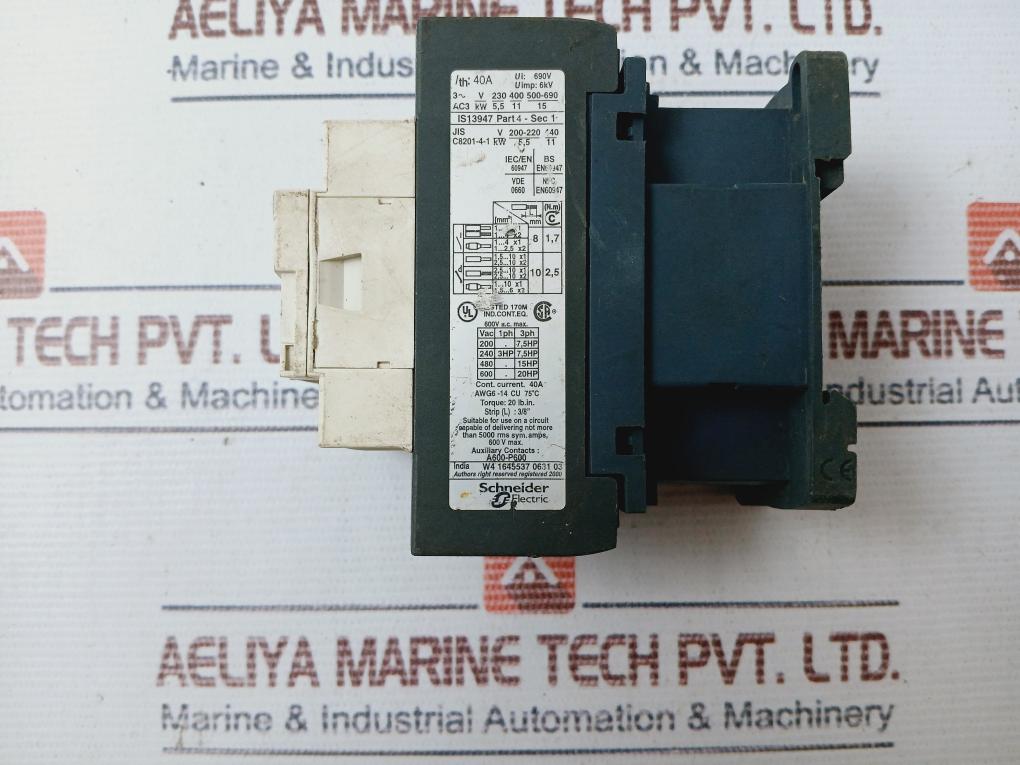 Schneider Electric Lc1D25 Contactor 40A.