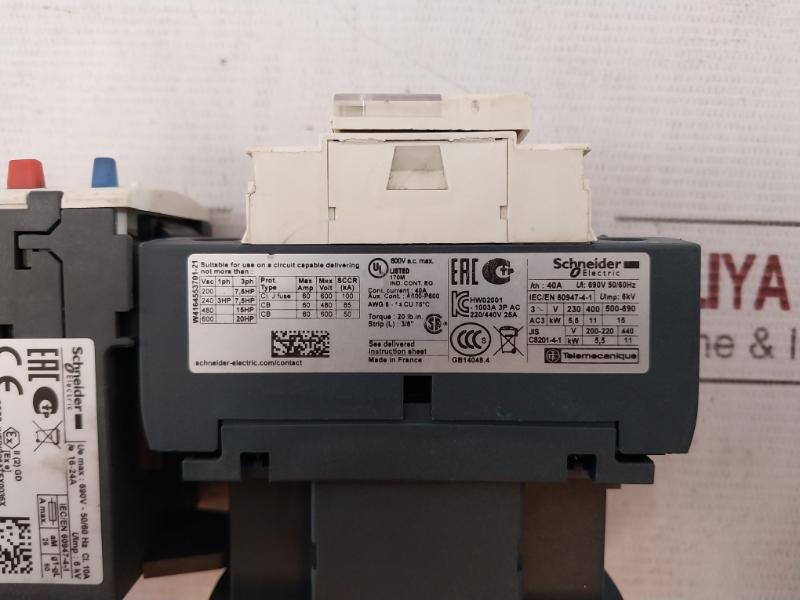 Schneider Electric Lc1D25 Contactor 690V-50/60Hz 40A 600Vac 220/440V 25A