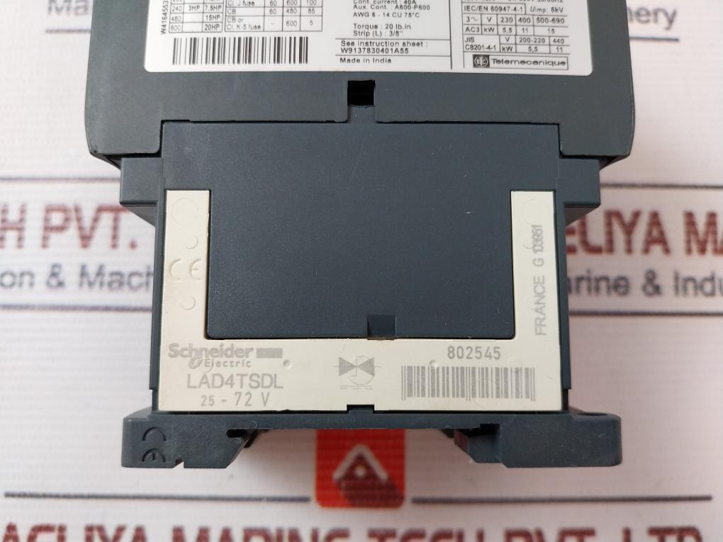 Schneider Electric Lc1D25El Contactor 690V 40A 50/60Hz