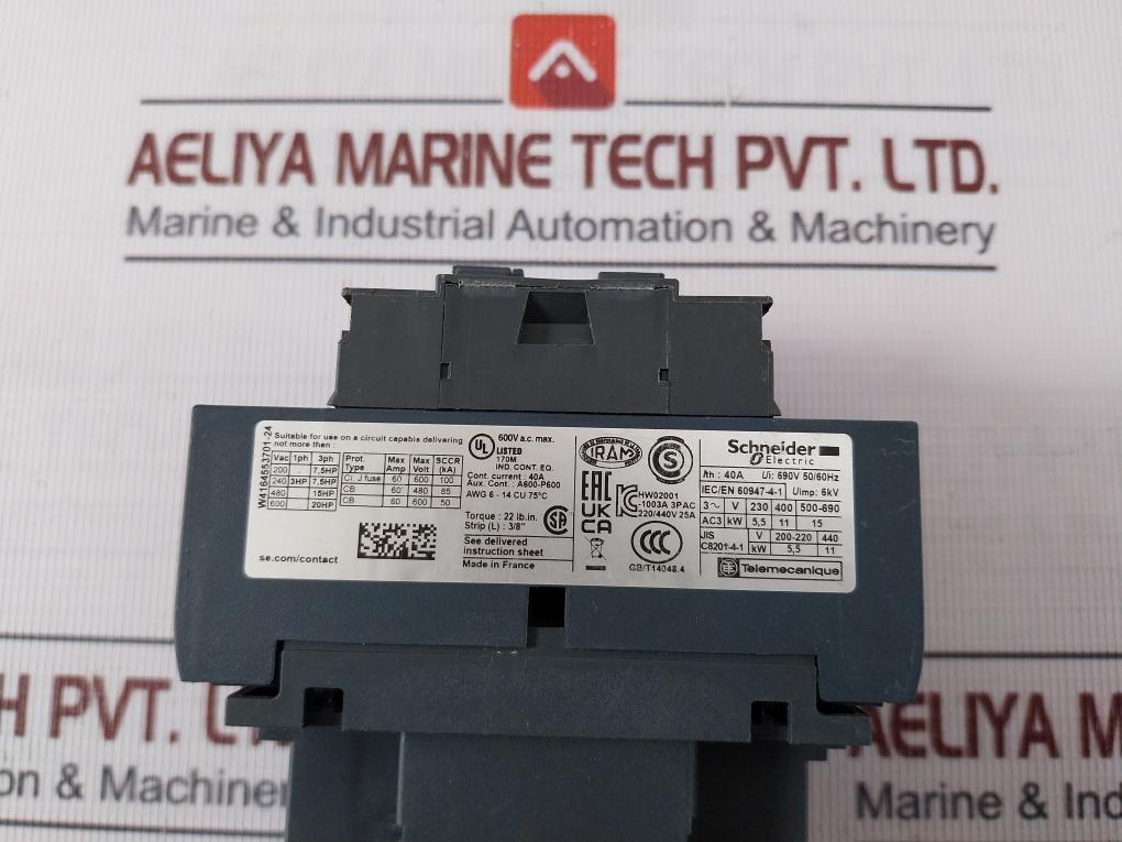 Schneider Electric Lc1 D25 Tesys D Contactor 220/440V 25A 600V 75C Gb/T14046.4