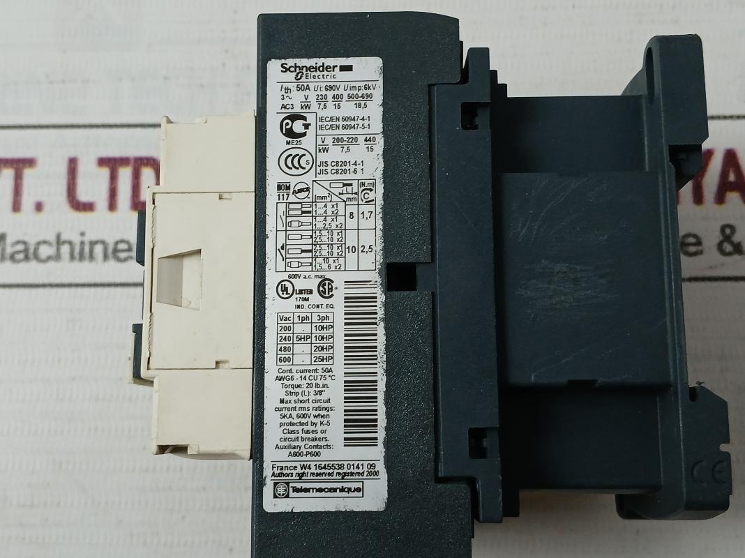 Schneider Electric Lc1D32 Contactor 6Kv 75°C 50/60Hz