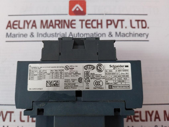 Schneider Electric Lc1D38 Industrial Contactor 230V Ac 50/60 Hz 38A 600V Ac