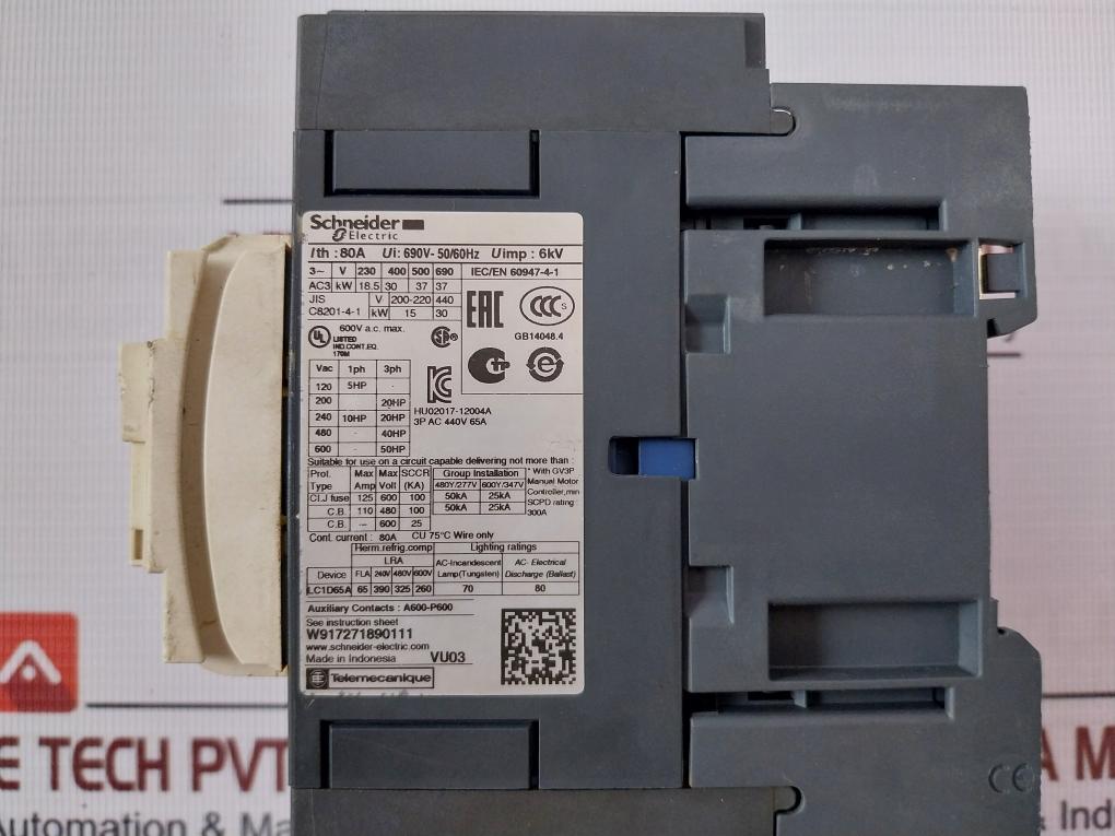 Schneider Electric Lc1D65A Tesys Contactor With Thermal Overload Relay Lrd 32