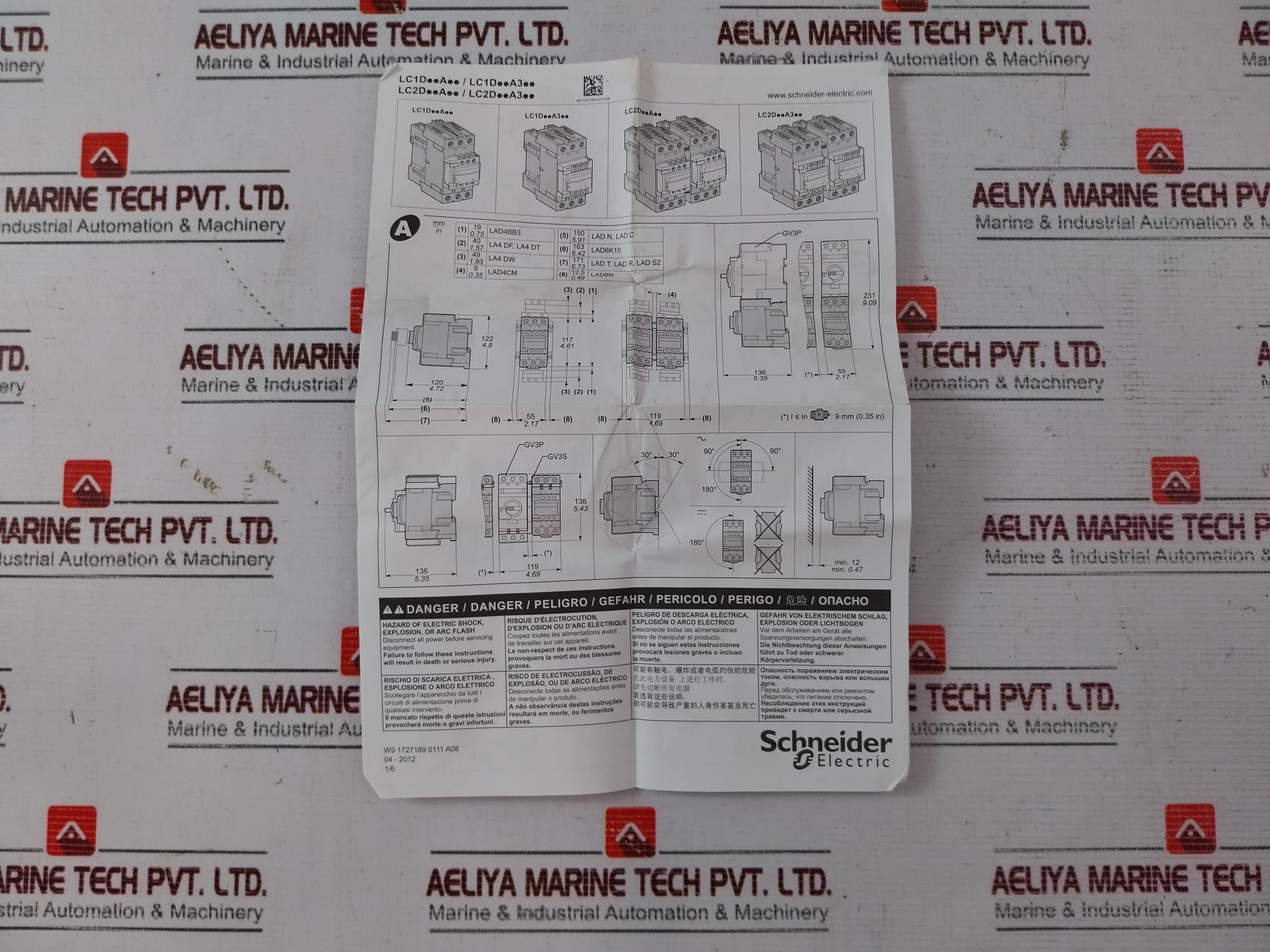 Schneider Electric Lc1D65Ar7 3 Pole Contactor 690V- 50/60Hz 80A