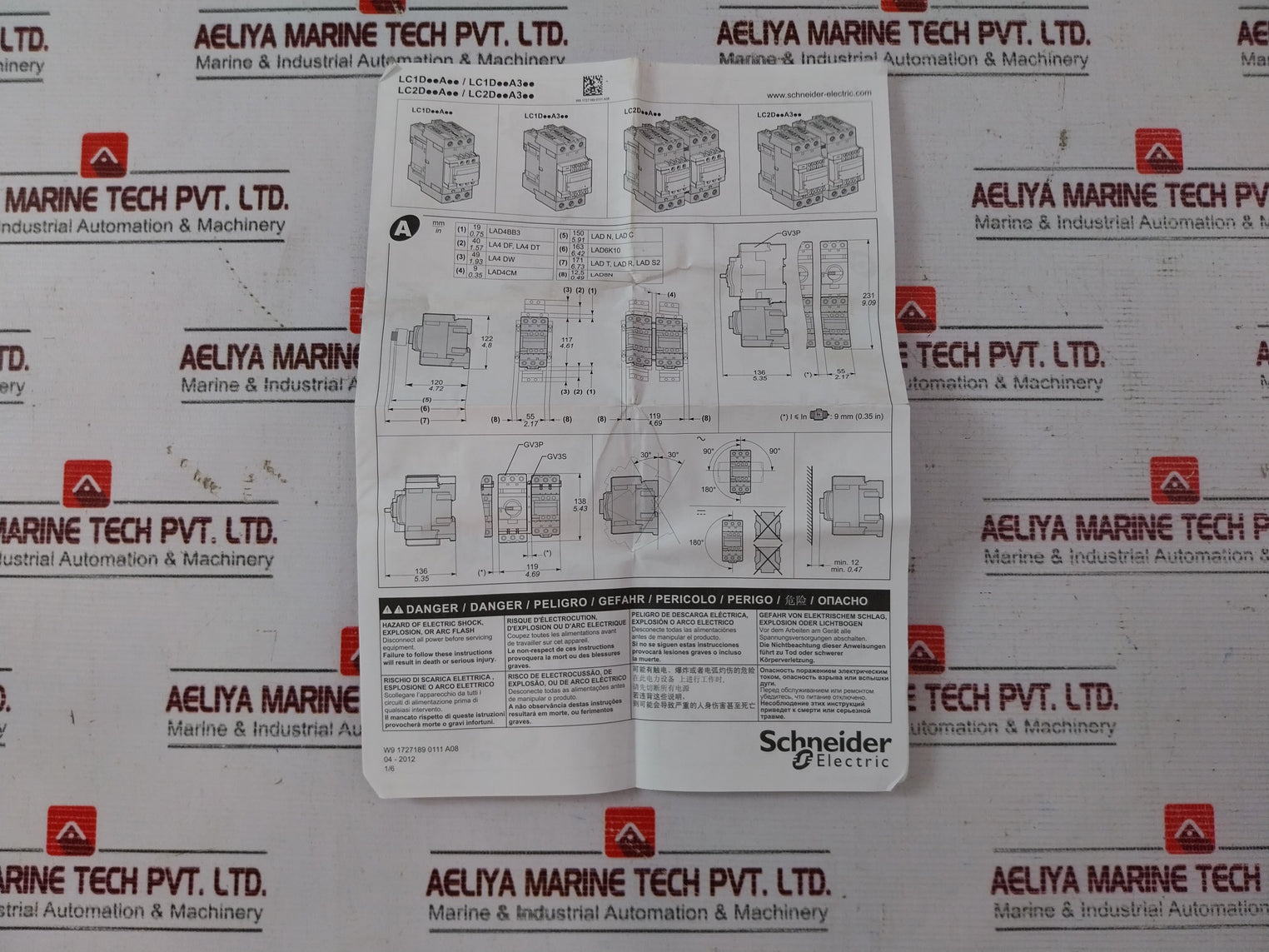 Schneider Electric Lc1D65Ar7 3 Pole Contactor 690V- 50/60Hz 80A