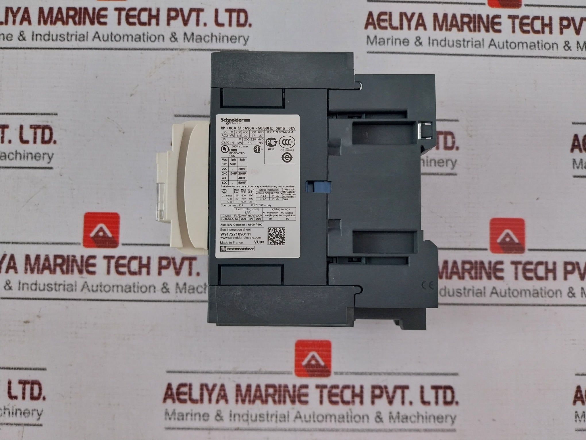 Schneider Electric Lc1D65Ar7 3 Pole Contactor 690V- 50/60Hz 80A