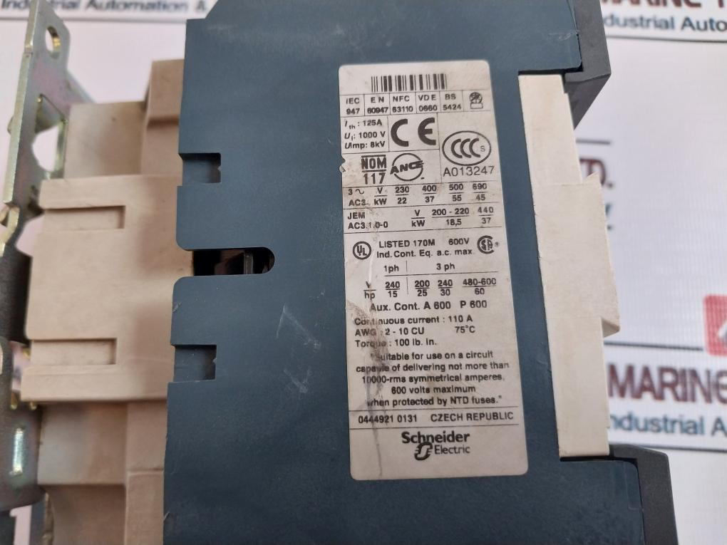 Schneider Electric Lc1 D80004 Contactor 110A