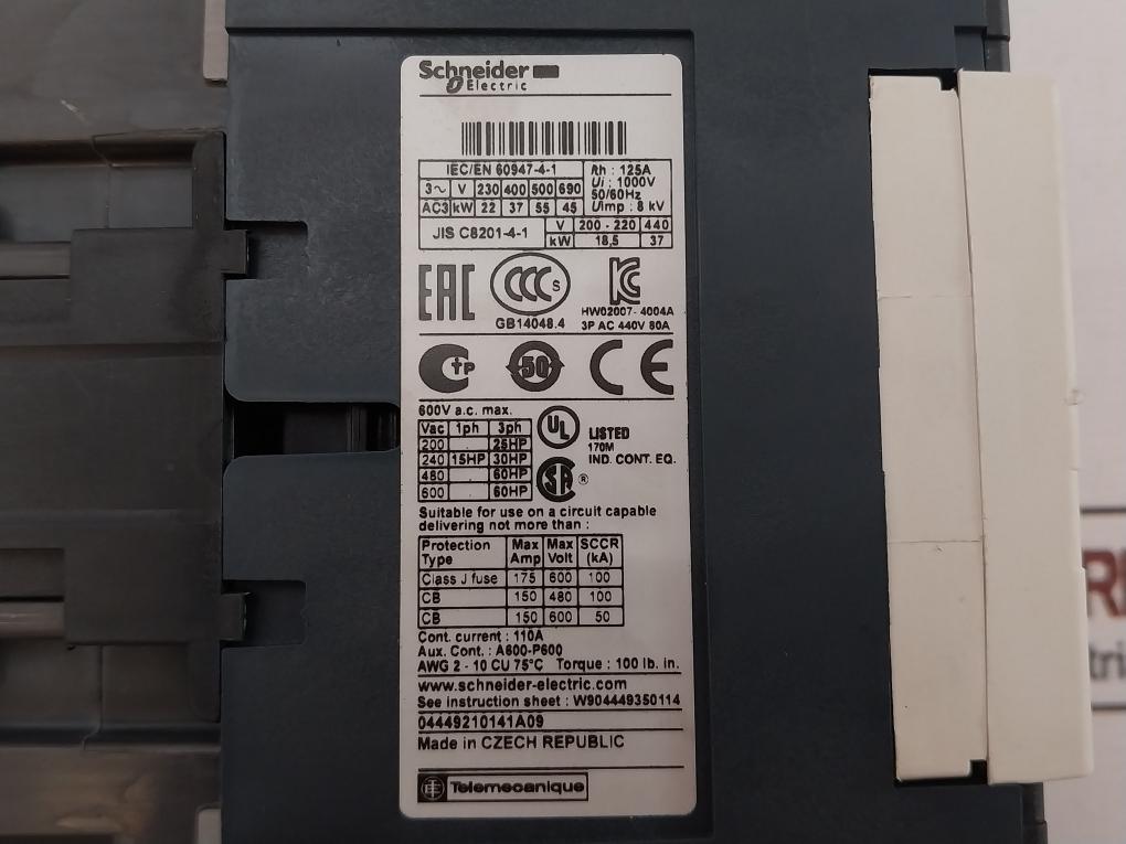 Schneider Electric Lc1D80 Contactor 1000V