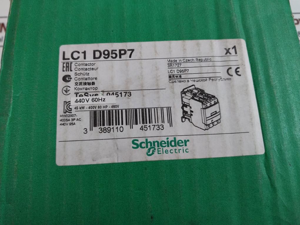 Schneider Electric Lc1D95 Contactor 600V 50/60Hz