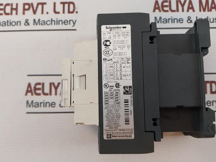 Schneider Electric Lc1Dt20N7 Contactor 415V 50/60Hz