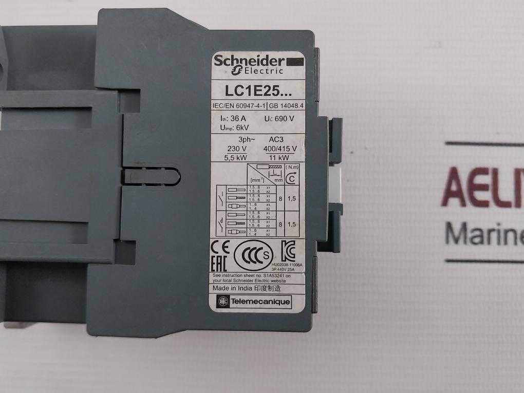 Schneider Electric Lc1E2510 Contactor Easypact Tvs Lc1E25 220V 50Hz