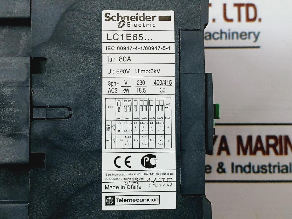 Schneider Electric Lc1E65M5 Easypact Contactor 690V