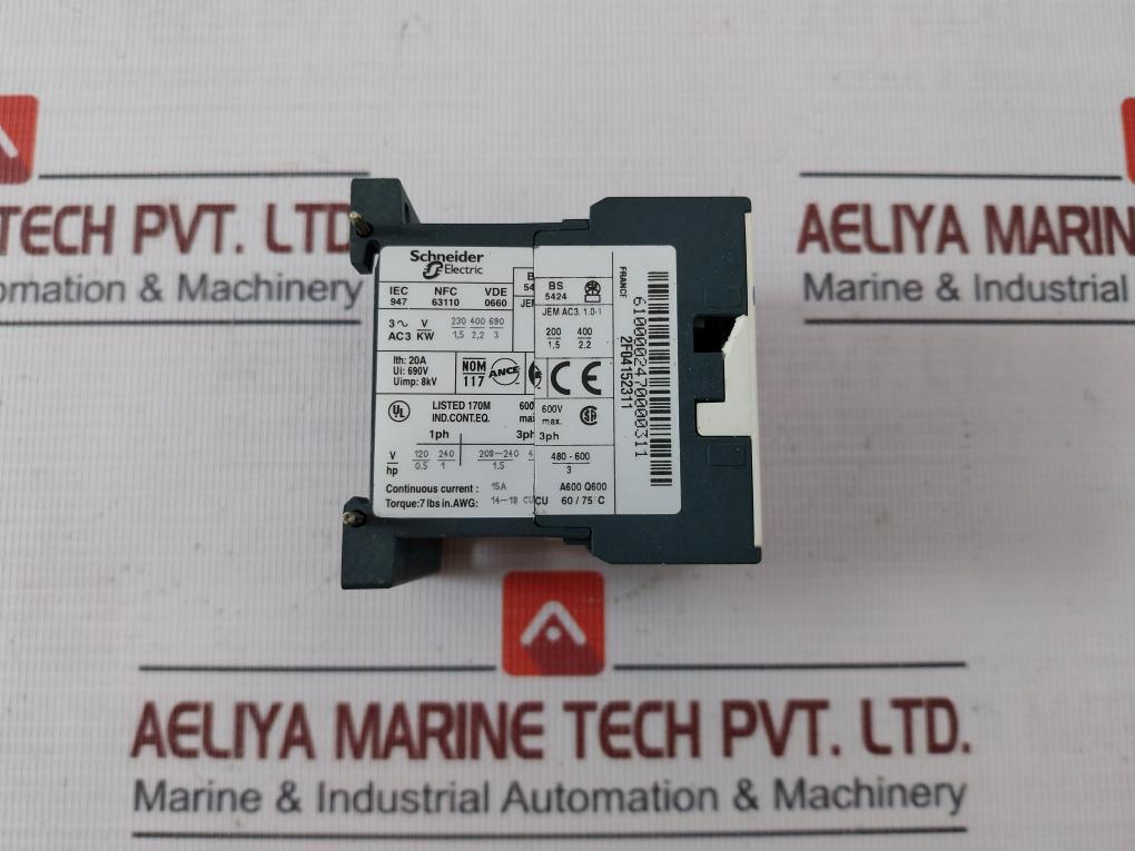 Schneider Electric Lc1K0601B7 Contactor Assembly Set 24V 50/60Hz Iec 947