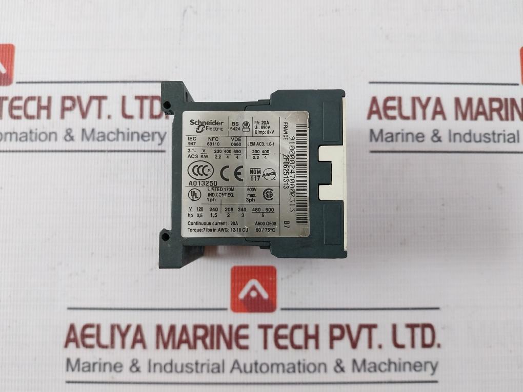 Schneider Electric Lc1K0910B7 Contactor 24V 50/60Hz 690V Vde 0660 20A 60/75C