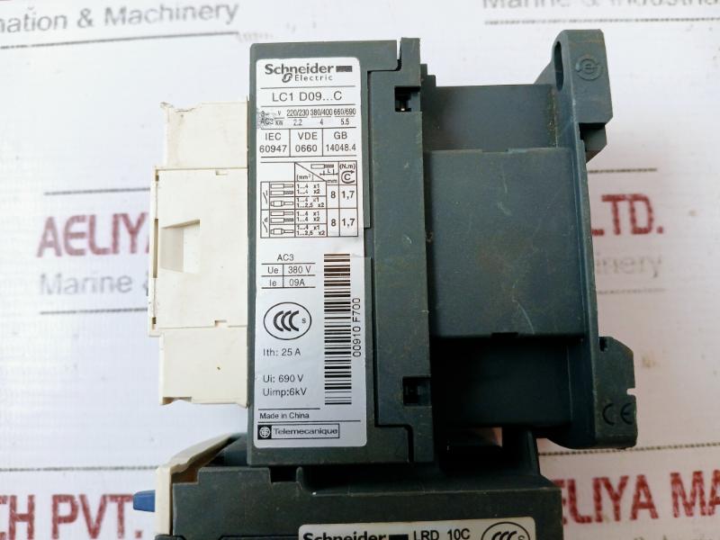 Schneider Electric Lc1d09 Tesys Contactor W/ Lrd 10c Thermal Overload Relay