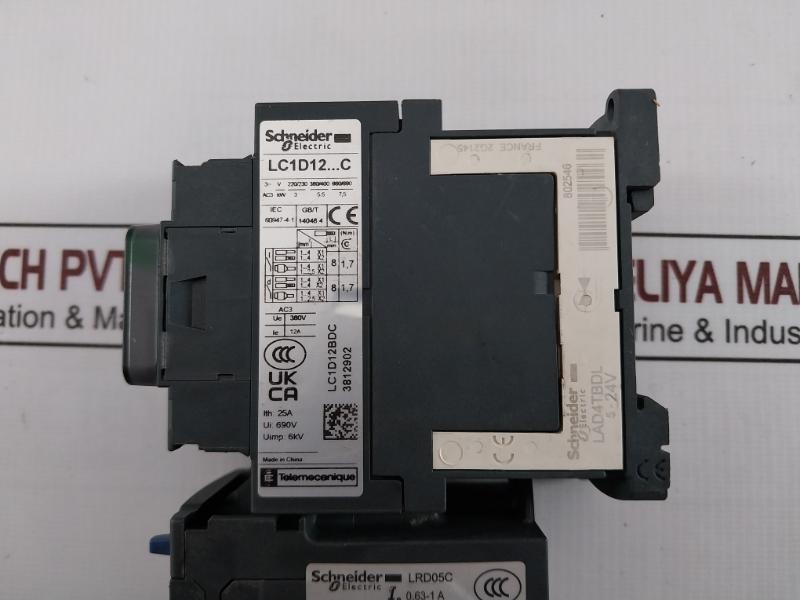 Schneider Electric Lc1d12bdc 3-pole Contactor Thermal Overload Relay Lrd05c
