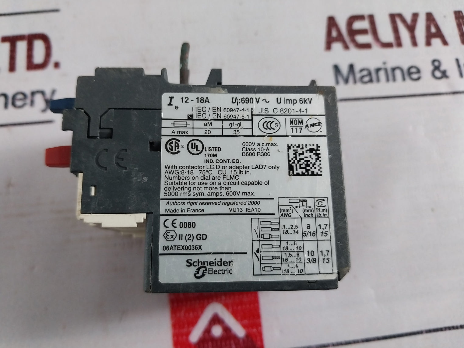 Schneider Electric Lrd-21 Thermal Overload Relay 600V
