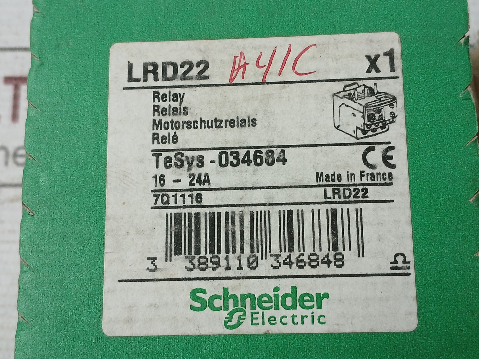 Schneider Electric Lrd 22 Thermal Overload Relay Awg.6-14 75C Cu 20 Lb. In