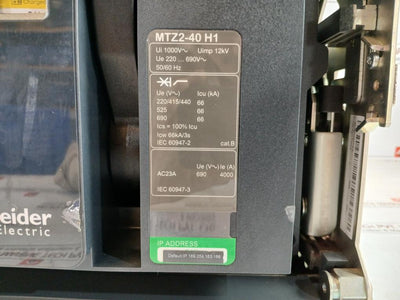 Schneider Electric Mtz2-40 H1 Circuit Breaker Basic Frame Micrologic Gh800228Aa