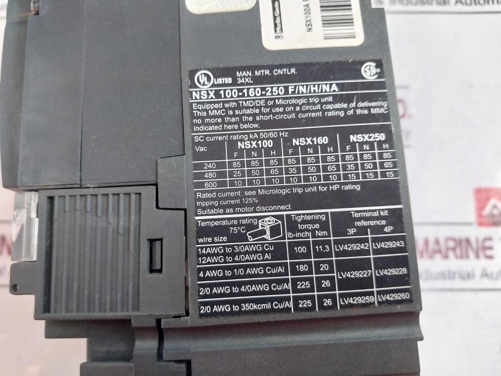 Schneider Electric Nsx 100F Circuit Breaker 800V