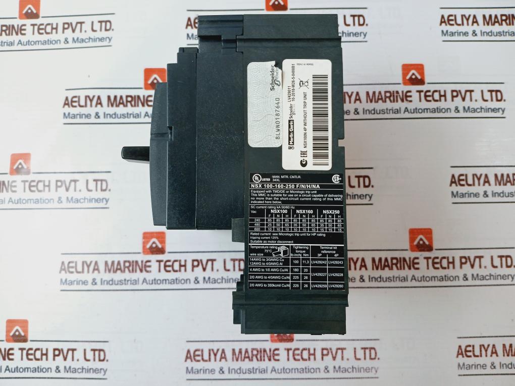 Schneider Electric Nsx 100N Circuit Breaker 800V 50/60Hz Cat: A