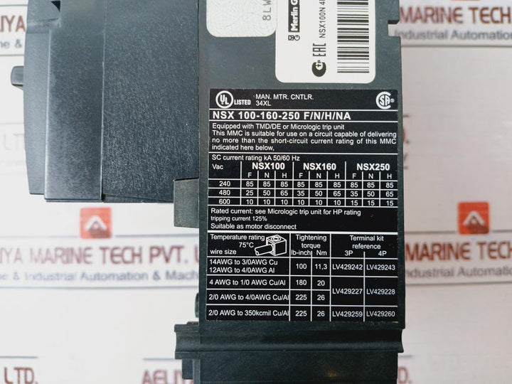 Schneider Electric Nsx 100N Circuit Breaker 800V 50/60Hz Cat: A