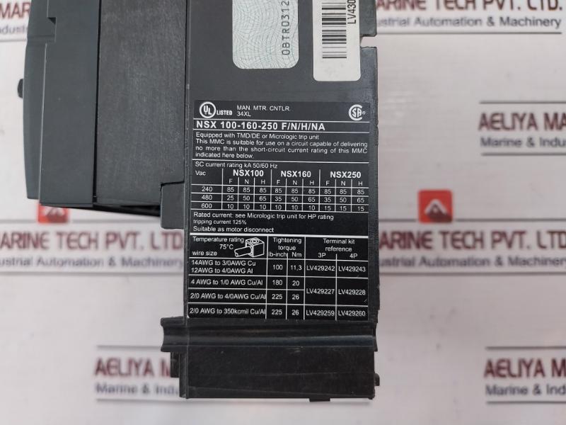 Schneider Electric Nsx 160N Circuit Breaker 50/60Hz