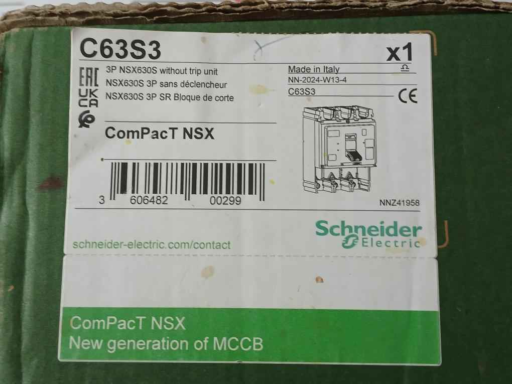 Schneider Electric Nsx 630S Compact Nsk Circuit Breaker 800V 8Kv 50/60Hz