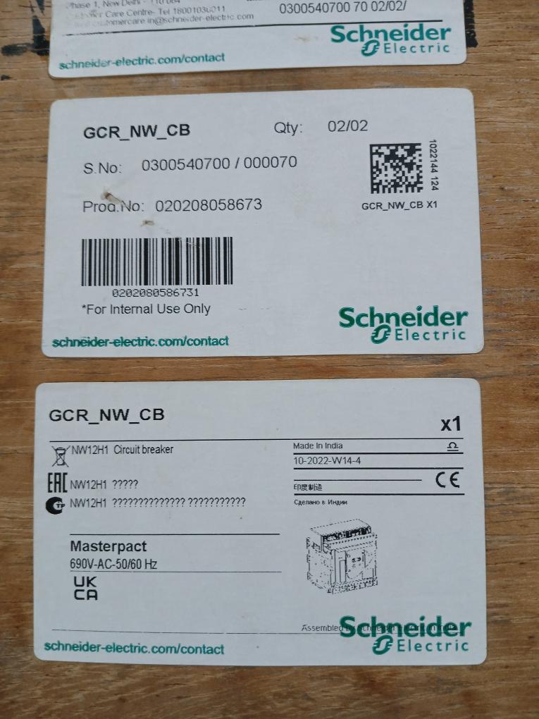 Schneider Electric Nw12 H1 Masterpact Nw Circuit Breaker 690V-ac-50/60Hz 1000V