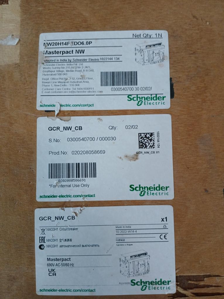 Schneider Electric Nw20 H1 Masterpact Nw Circuit Breaker Iec 60947-3 12Kv 1000V