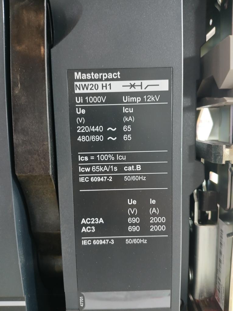 Schneider Electric Nw20 H1 Masterpact Nw Circuit Breaker Iec 60947-3 12Kv 1000V