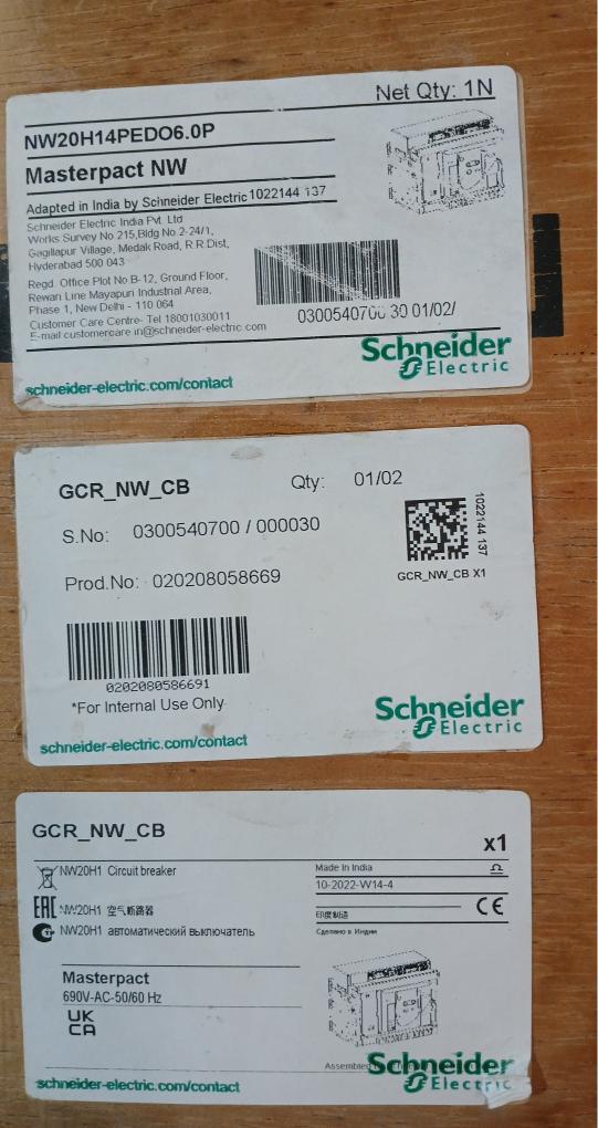 Schneider Electric Masterpact Nw20 H1 Nw Circuit Breaker Micrologic 6.0 P 1000V