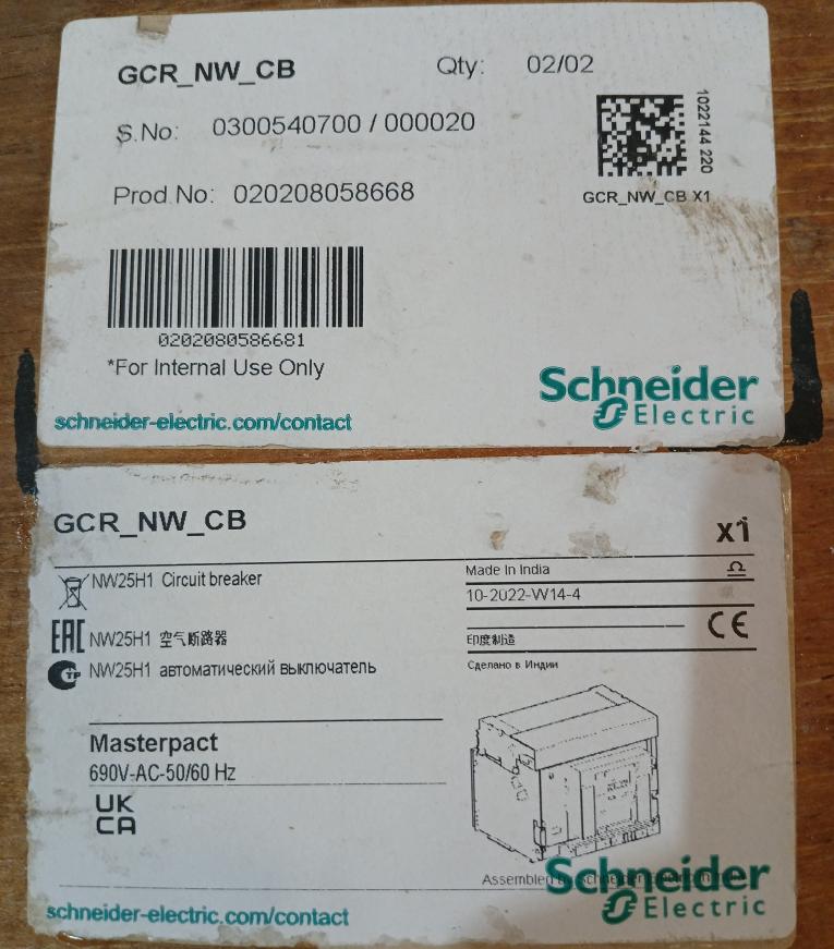 Schneider Electric Nw25 H1 Masterpact Nw Circuit Breaker 1000V Micrologic 6.0 P