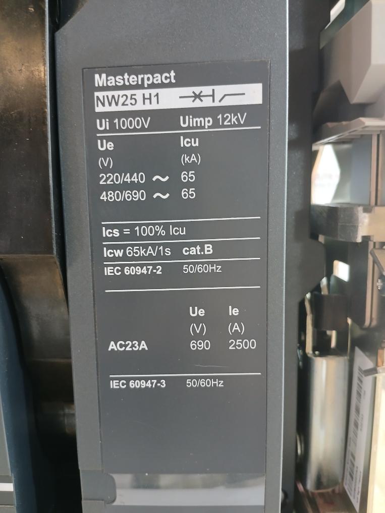 Schneider Electric Nw25 H1 Masterpact Nw Circuit Breaker 1000V Micrologic 6.0 P
