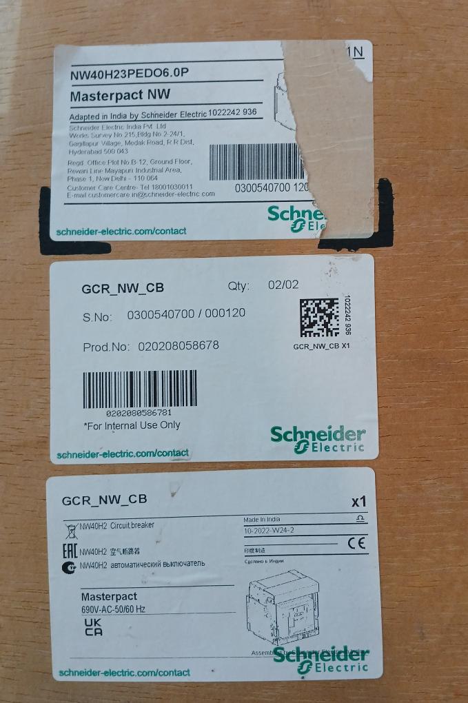 Schneider Electric Nw40 H2 Masterpact Nw Circuit Breaker Iec 60947-2 50/60Hz