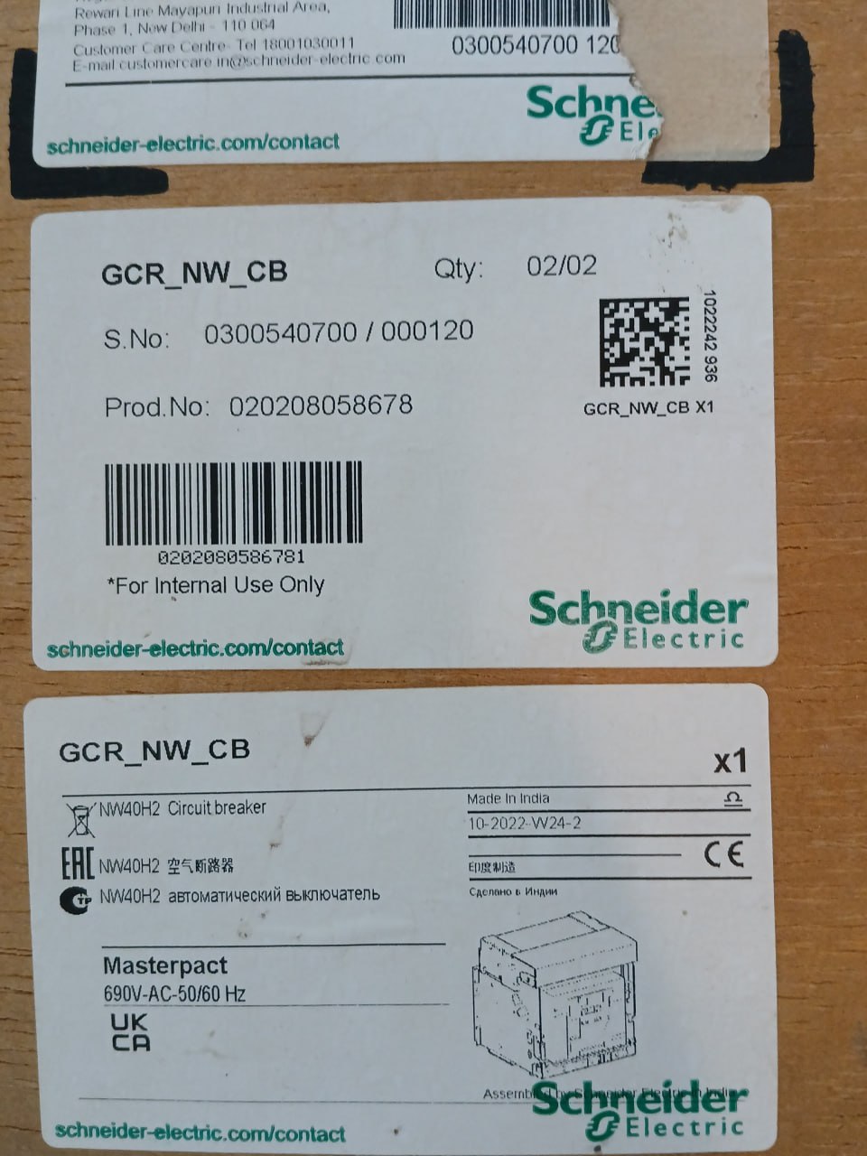 Schneider Electric Nw40 H2 Masterpact Nw Circuit Breaker Iec 60947-2 50/60Hz