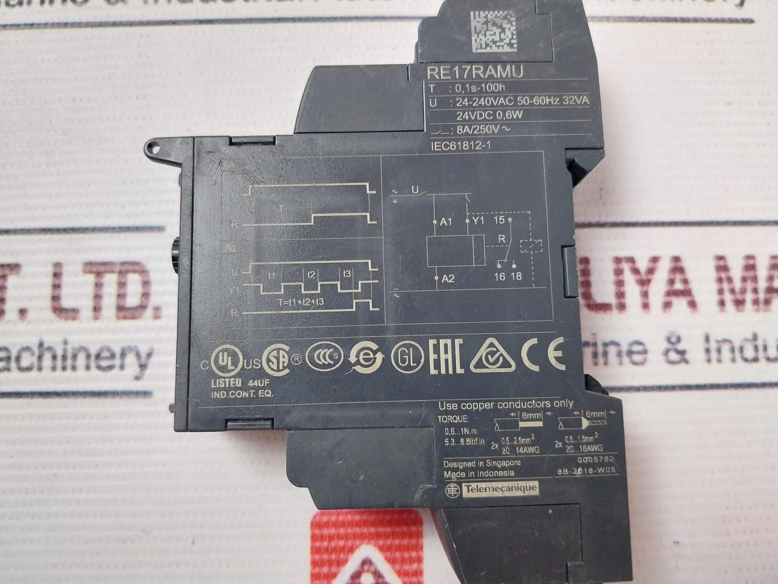 Schneider Electric RE17RAMU On Delay Timer 1-10Min 24VDC 0,6W