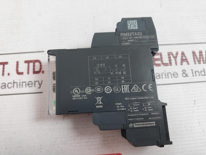 Schneider Electric Rm22Ta33/Telemecanique Iec60255-1 Phase Monitoring Relay 15Va