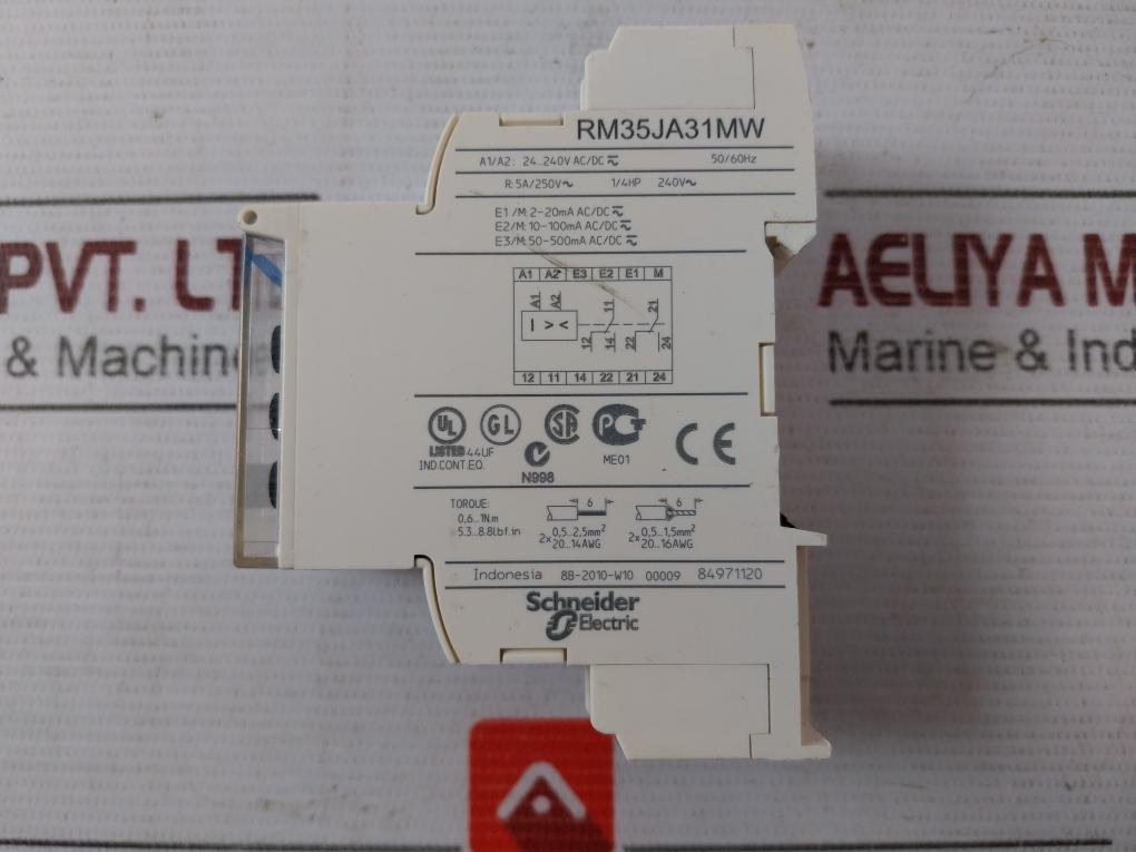 Schneider Electric Rm35Ja31Mw Current Control Relay 24–240V Ac/Dc 5A 250V