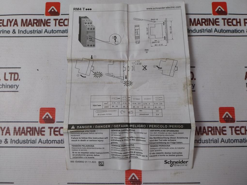 Schneider Electric Rm4Tg20 Voltage Monitoring Relay 3 Phase 50/60Hz