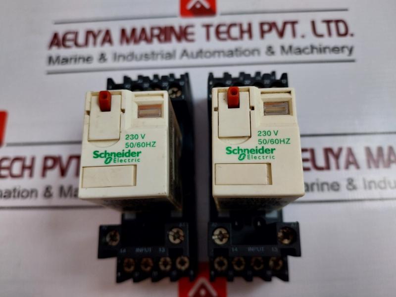 Schneider Electric Rxm4ab1p7 Miniature Plug-in Relay On Rxze2m114m Socket